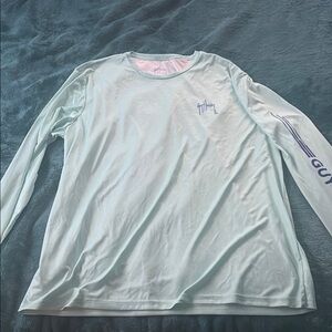 Guy Harvey Aqua and Light Gray Sun Protection Shirt